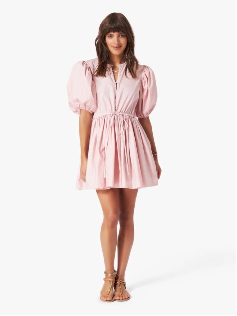 Xirena Womens |L| Aurie Puff Sleeve Aster Cotton Mini Dress in Blush